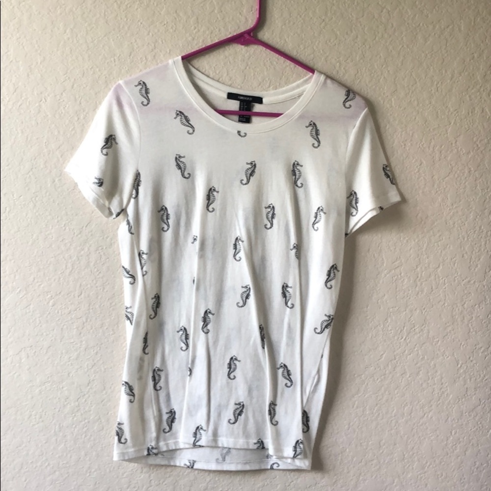 White seahorse tee